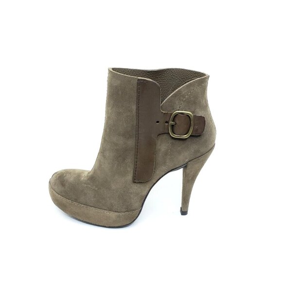Pedro Garcia Charmy Ankle Boots Platform Booties Olive Green Heel Womens US 9.5